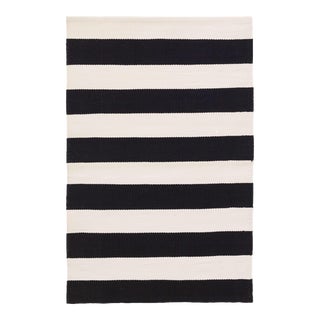 Dash & Albert by Annie Selke Catamaran Stripe Black/Ivory Indoor/Outdoor Rug, 2'6" x 8' For Sale
