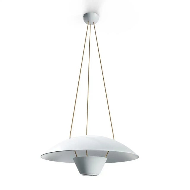 Mid-Century Modern Michel Mortier M4 Suspension Lamp in White for Disderot For Sale - Image 3 of 10