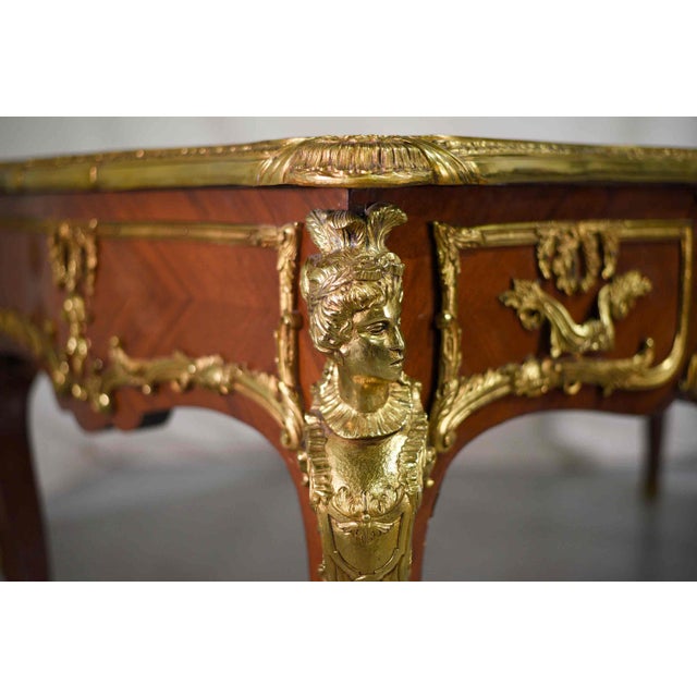 Late 19th Century Louis XV Style Gilt Bronze-Mounted Kingwood Bureau Plat Desk For Sale - Image 12 of 16