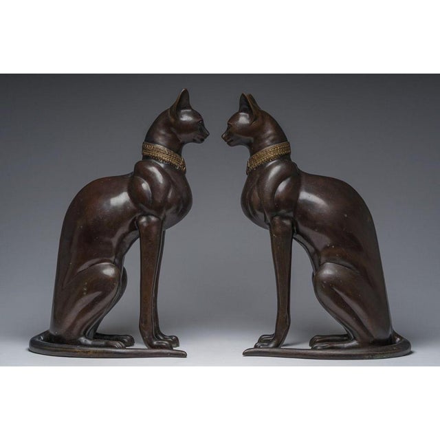 Metal Vintage French Bronze Cats, 1970, Set of 2 For Sale - Image 7 of 12
