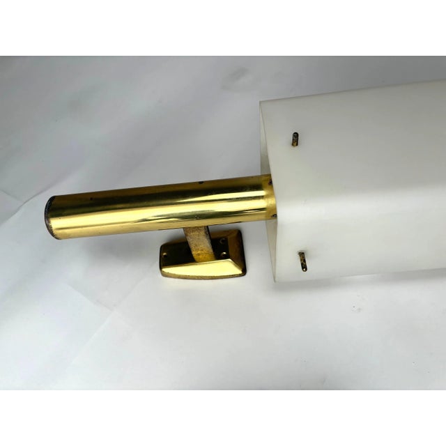 Large Brass and Opaline Glass Lantern attributed to Stilnovo, Italy, 1950s For Sale - Image 11 of 12