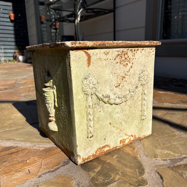 very unusual and beautiful French heavy cast iron planter! good look and size to it, could be inside or outside....