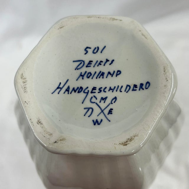 Ceramic Blue Delft Vase Signed by Artist For Sale - Image 7 of 8