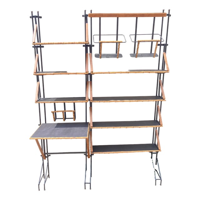Leather-Covered Bookcase by Jacques Adnet, 1950s For Sale