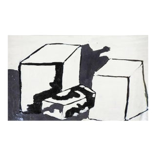 Vintage Mid Century Abstract Block Painting For Sale