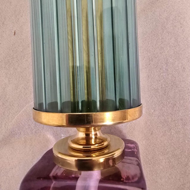 1990s Burgundy and Green Murano Glass Sconces - a Pair For Sale - Image 11 of 11