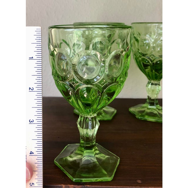 1970s Fostoria Green Moonstone Wine Glasses Set 4 For Sale - Image 5 of 12