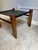 Late 20th Century Vintage Vinyl Sling Wood Walnut Ottoman For Sale - Image 10 of 10