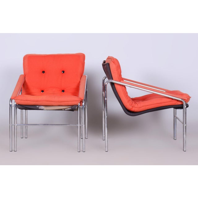 20th Century Seating Set with Table in Chrome & Glass, Slovakia, 1970s, Set of 3 For Sale - Image 10 of 15