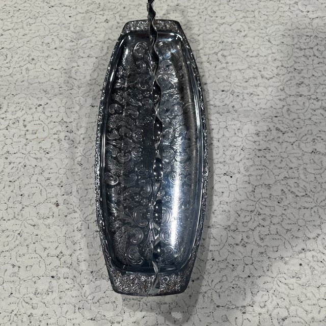 Metal Silver Plated Bread Tray For Sale - Image 7 of 12