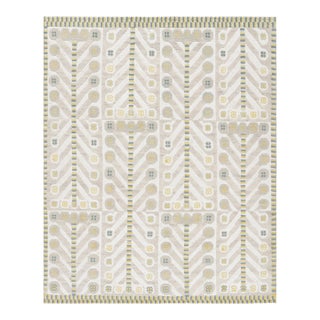Rug & Kilim’s Scandinavian Style Rug in Off-White and Beige Geometric Patterns - 12x16 For Sale