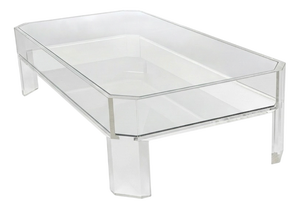 Two-Tier Clear Acrylic and Glass Coffee Table by Marc Micoud, France, 1980s