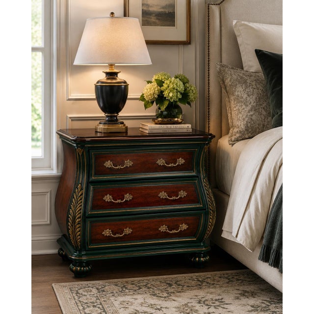 Vintage Bombay Bombe Chest in Emerald City Mahogany Finish With Gold Gilded Accents For Sale In Los Angeles - Image 6 of 6