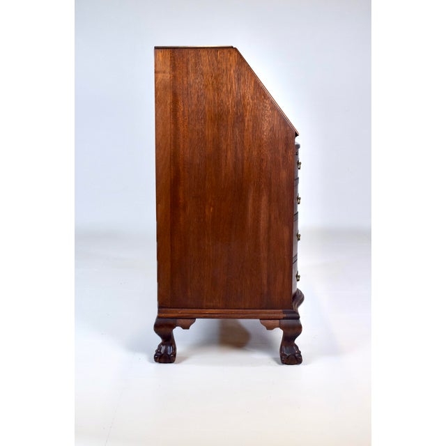 1910s Chippendale Mahogany Secretary Slant Top Desk, 1920's For Sale - Image 5 of 16
