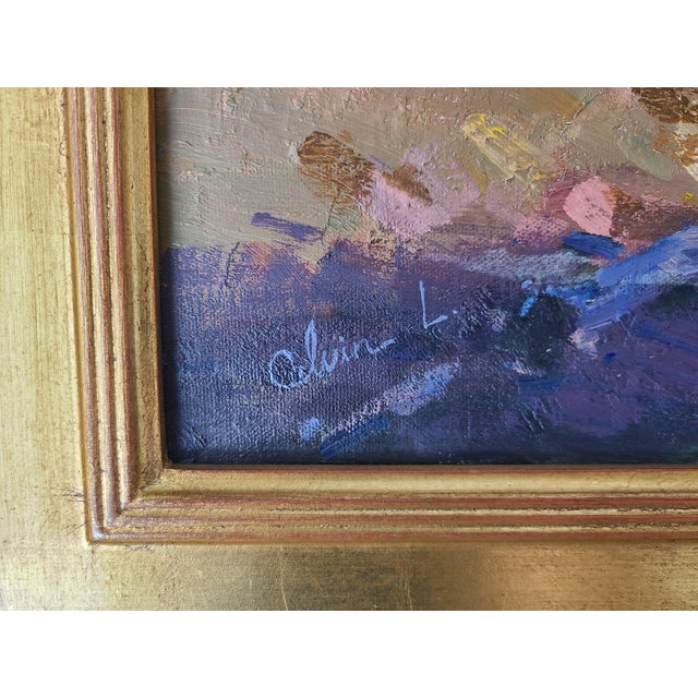 Blue Calvin Liang Oil Painting Rural California Impressionist Landscape For Sale - Image 8 of 14