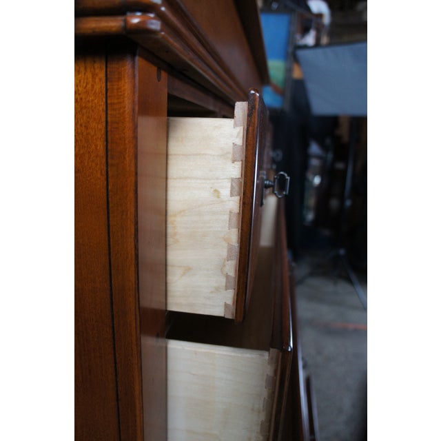 Brown Vintage Lexington French Louis Philippe Style Cherry Finished Tallboy Dresser For Sale - Image 8 of 17
