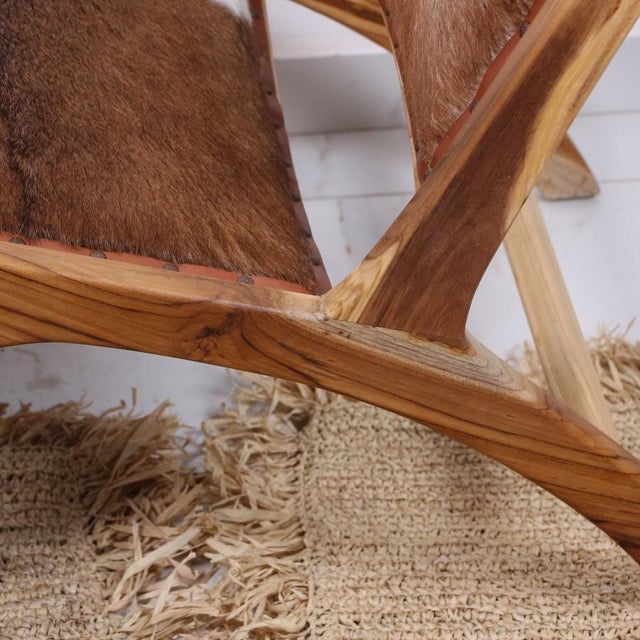 Lara Natural Teak and Genuine Leather Chair For Sale - Image 11 of 11