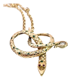 1960s Snake Pendant on 18k Gold Chain