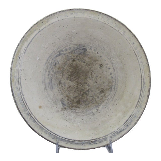 Southeast Asian Thai Sukhothai Style Antique Blue Gray Stoneware Pottery Bowl For Sale
