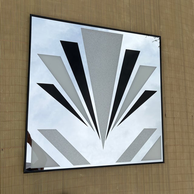 1990s Art Deco Revival Geometric Desing Framed Wall Mirror. For Sale - Image 13 of 15