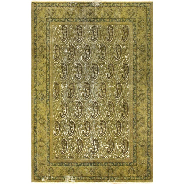 Retro Persian No Pile Green/Brown Wool Rug - 7'8'' X 9'9'' For Sale - Image 10 of 10