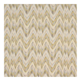 Schumacher Valkyrie Flame Stitch Fabric In Lemon Sage For Sale
