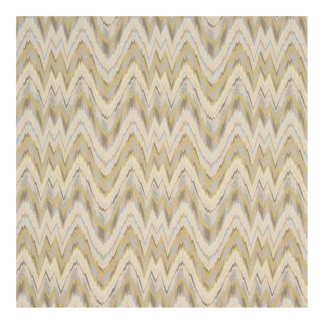 Schumacher Valkyrie Flame Stitch Fabric In Lemon Sage For Sale