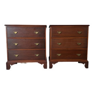 Vintage Dannerok Chippendale Style Mahogany Three-Drawer Chests – A Pair For Sale