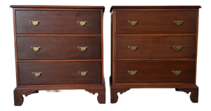 Vintage Dannerok Chippendale Style Mahogany Three-Drawer Chests – A Pair