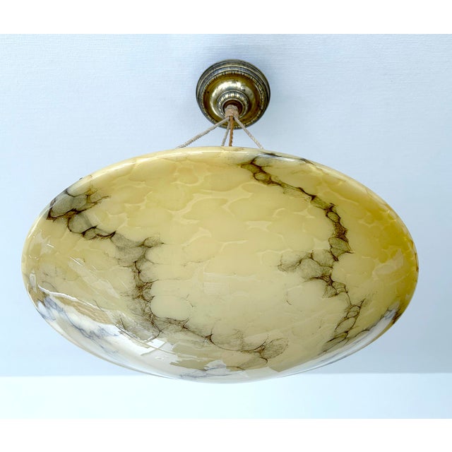Large Art Deco Pendant Light in Marble Glass, 1930s For Sale - Image 10 of 18