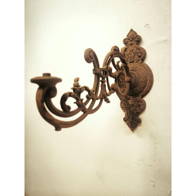 Brown Antique Cast Iron Arm Bracket, 1890s For Sale - Image 8 of 18