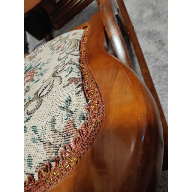 Beautiful Vintage/Antique Victorian-Style Folding Rocking Chair With Needlepoint Tapestry! For Sale In Portland, OR - Image 6 of 10