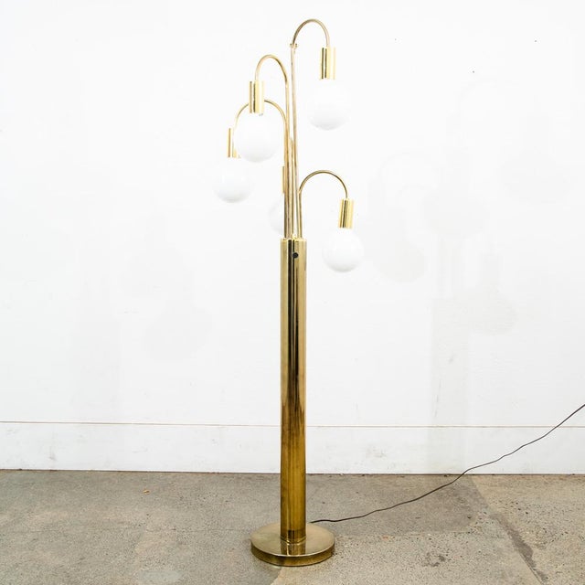 Vintage Mid Century Modern Floor Lamp Brass 5 Light Gold Metal Waterfall For Sale - Image 10 of 12