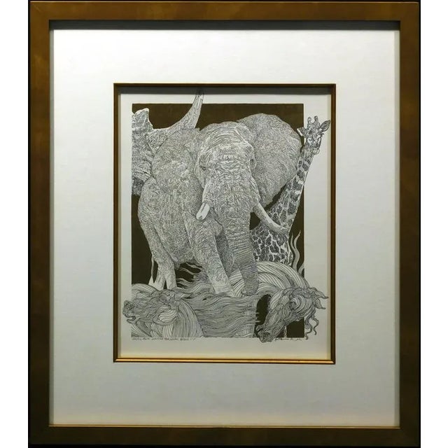 "Essais Pour Waiting for Noah" Contemporary Mixed-Media Drawing by Guillaume Azoulay, Framed For Sale In Denver - Image 6 of 6