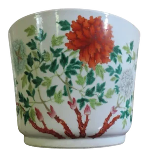 19th Century Chinese Porcelain Famille Rose Palette Cache Pot Planter Flower Pot