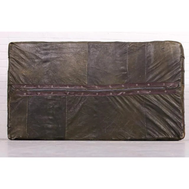 Mid-Century Brown Patchwork Leather Foot Stool, 1970s For Sale - Image 7 of 9