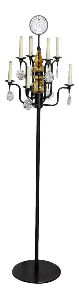 Erik Hoglund for Boda Nova Black Iron and Glass Eight-Arm Candelabra Floor Lamp
