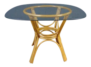 Mid Century Rattan Glass Top Dining Table
