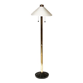 Art Deco Floor Lamp W/ Glass Shade For Sale