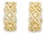 Elegant 14K rose pink gold woven hoop earrings featuring 184 round diamonds totaling 1 carat. The intricate woven design...