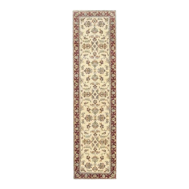 Area Size Ivory Hand-Knotted Wool Floral Symmetry Motif Traditional Carpet Rug For Sale