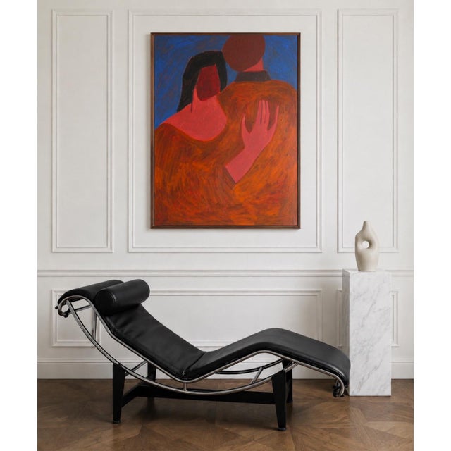 This contemporary figurative painting explores the peaceful comfort of shared presence. Reduced to their essence and...
