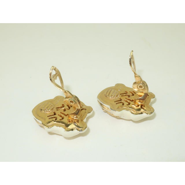 Ivory Late 20th Century Judith Leiber Enamel Frog Earrings With Glass Cabochon Stones, a Pair For Sale - Image 8 of 10