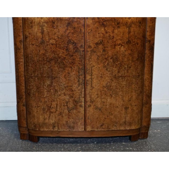 English Art Deco Burr Walnut 2-Door Wardrobe with Shelves, 1930s For Sale - Image 6 of 18