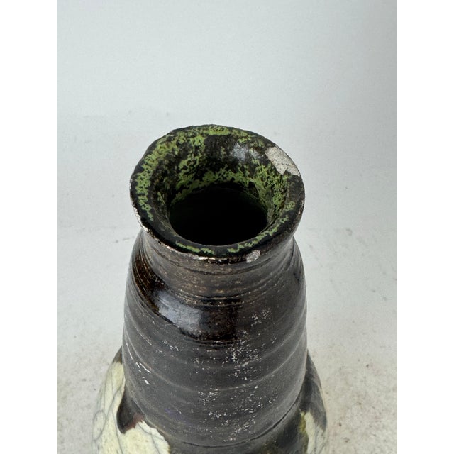 Mid-Century Studio Pottery Bottle Vase With Crackle Glaze, C. 1960s For Sale - Image 4 of 12