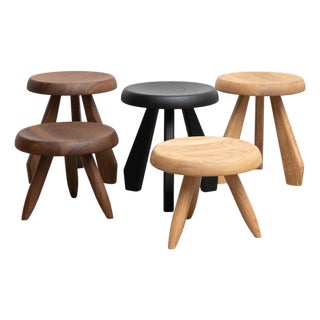 Wood Meribel Stools by Charlotte Perriand for Cassina, Set of 5 For Sale
