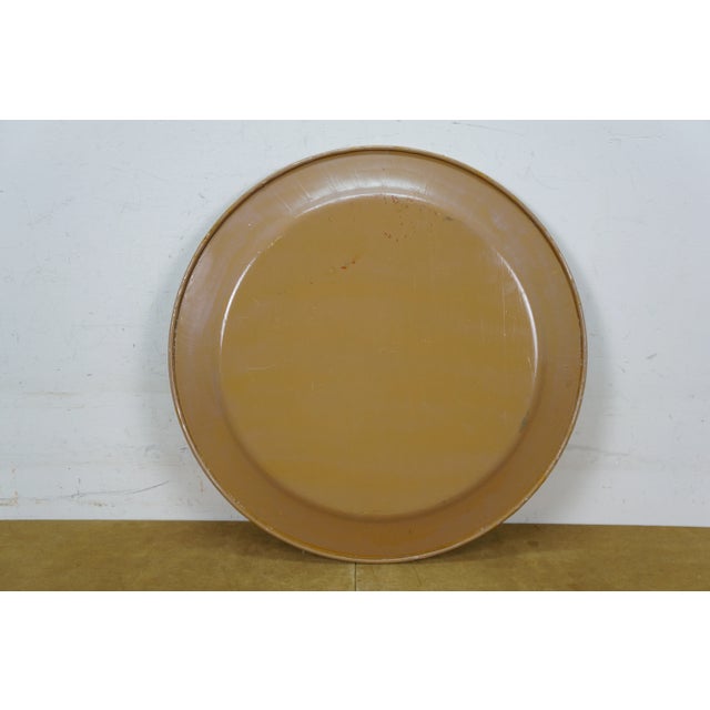 Brown Mid 20th Century Helen McRae Round Hand Painted Fruit Basket Toleware Tray Charger For Sale - Image 8 of 11