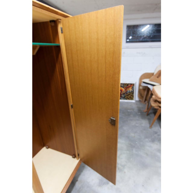 Wood French Wardrobe with Compass Legs, Doors, Mirror and Drawer, 1960s For Sale - Image 7 of 18