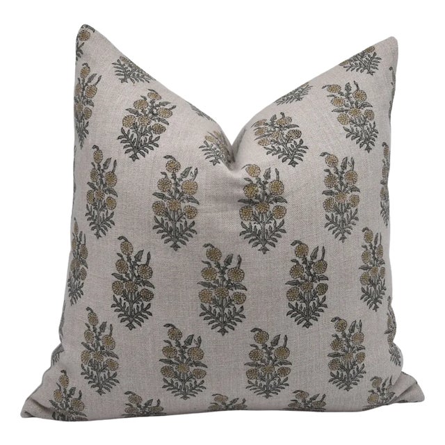 Thick Linen Linen Block Print Designer Boho Pillow/Cushion Cover 12x20 Inch- Hajara For Sale