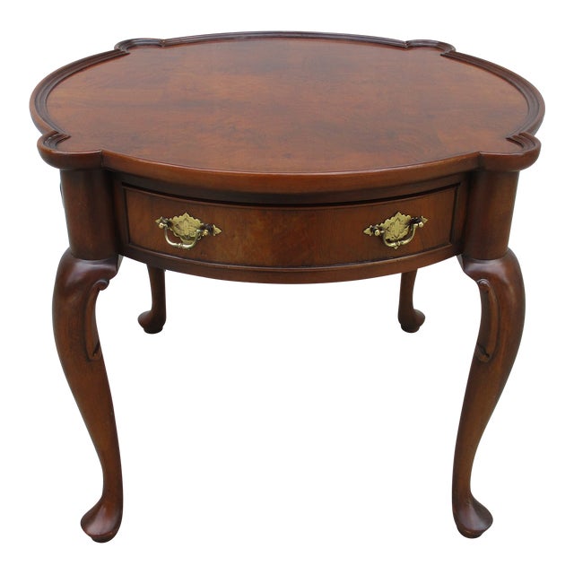 Burl Walnut Queen Anne Round Side Table Chairish